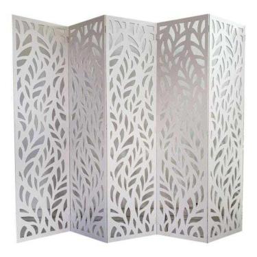 Imagem de Biombo 5 Folhas 215X180cm Mdf Modelo 27 Branco Vazado