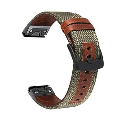 Imagem de GANYUU 22 20 26mm liberação rápida EasyFit Smart para Garmin Fenix 6X 6 Pro 5 5X 5S Plus 3 HR Correia de lona para Forerunner 935 945 Pulseira (Cor: Verde Exército, Tamanho: Forerunner 935 945)