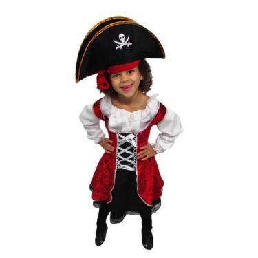 Fantasia de Pirata Infantil para Meninos Traje Masculino Festa de Halloween  Carnaval (4 ANOS)