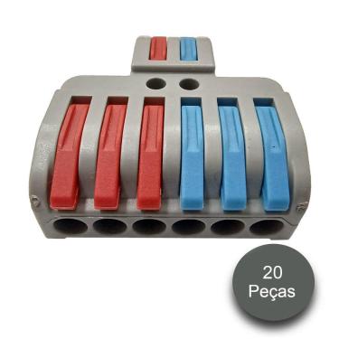 Imagem de Emenda Elétrica Conector tipo Borne 6x2 Fios Duplo 20 peças