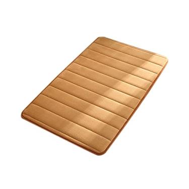 Imagem de SHENGANG Tapete de Banho Tapete de Chuveiro Espuma de Memória Absorvente Coral Fleece Tapete de Banheiro Tapete de Piso Antiderrapante, Cáqui, 40x60cm