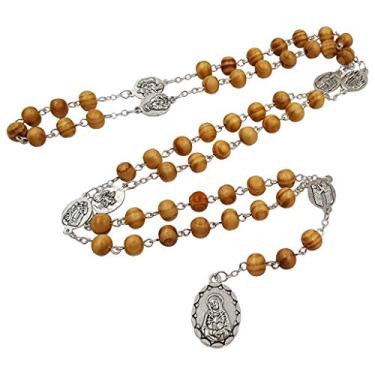 Imagem de Talisman4u Sete Sorrows of Mary Rosário Chaplet de Madeira Católica Joia Colar para Mulheres Homens com Caixa de Terço