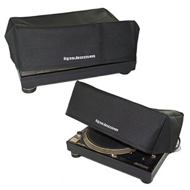 Imagem de Technics Capa contra poeira para toca-discos SL-1200 / SL-1210 e Pioneer PLX-1000 protetor de toca-discos [resistente à água, antiestático, tecido premium preto] da DigitalDeckCovers