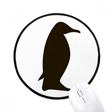 Imagem de Mouse pad com desenho de animal pinguim preto tapete redondo para computador