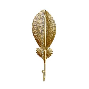 Imagem de KIZQYN Ganchos de casaco criativo forma de folha mini gancho de ouro verde gancho de casaco sem perfuração pingente sem furo ferramenta de decoração para pendurar na parede suporte de chave gancho de parede rack de casaco montado na parede (cor: 6)