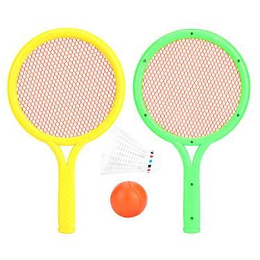 Imagem de Raquete de tênis infantil, conjunto de badminton para crianças com 2 raquetes, 1 bola de tênis e 1 bola de badminton para crianças, atividades ao ar livre, internas, esportes educativos, jogos de raquete de tênis júnior, brinquedos de praia