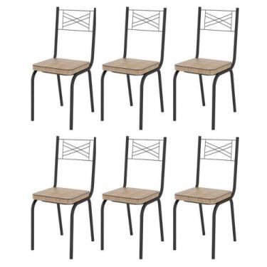 Imagem de Kit Com 6 Cadeiras 119 Para Sala De Jantar - Preto Fosco - Assento Rat