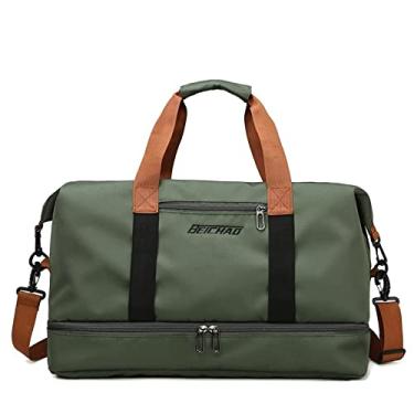 Imagem de Bolsa de viagem portátil bolsa de bagagem de viagem de curta distância de grande capacidade leve separação seca e molhada bolsa de fitness esportiva (verde)