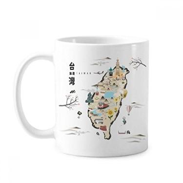 Imagem de Mapa Taiwan Travel Features Caneca clássica de cerâmica branca presente com alças 350 ml