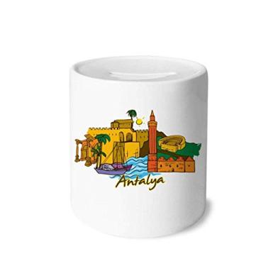 Imagem de DIYthinker Turkey Antalya Burdur caixa de dinheiro em aquarela caixa de cerâmica porta-moedas presente