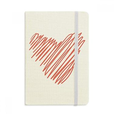 Imagem de Caderno de desenho em linha vermelha de coração para dia dos namorados, capa dura em tecido, diário clássico