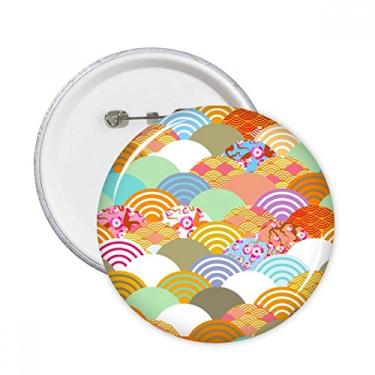 Imagem de Padrão geométrico de flores de esquadrão japonês, pinos redondos, emblema, botão, decoração de roupas, presente 5 peças