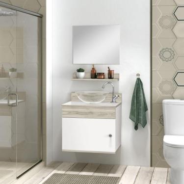 Imagem de Gabinete Para Banheiro Completo Prateleira Armário Espelho Avanti 44 C