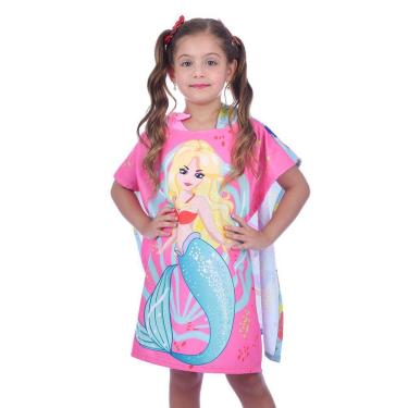 Imagem de Toalha Poncho Infantil com Capuz Sereia Azul Everly