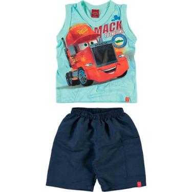 Imagem de Conjunto Infantil Malwee Camiseta Regata e Bermuda - Em Cotton e Sarja - Disney Carros - Azul