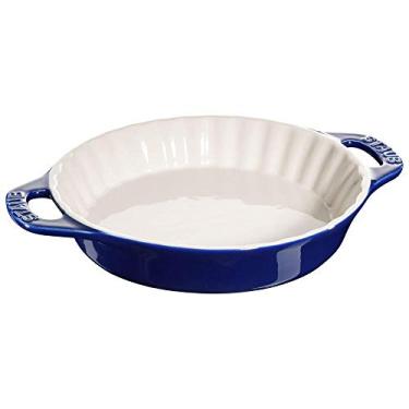 Imagem de Travessa de Torta Redonda, Cerâmica, Azul Marinho, 24 cm, STAUB
