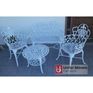 Imagem de Conjunto de Mesa Para Jardim Floral com Namoradeira e Mesa Baixa em Alumínio Fundido Unifer Móveis