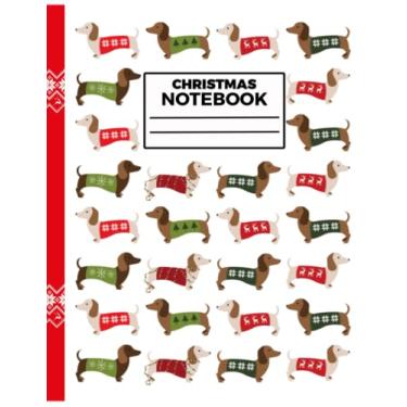 Imagem de Caderno de Natal temático com padrão de cachorro salsicha: ótimo para amantes de dachshund, 120 páginas, formato 21 x 28 cm