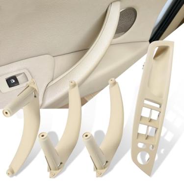 Imagem de Jaronx Compatível com maçaneta de substituição BMW X5 E70/X6 E71, 4 peças de puxador interior do lado do motorista e do lado do passageiro para BMW X5 2008-2013, X6 2008-2014 (capa de couro não