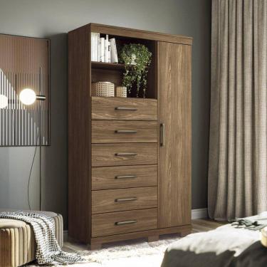 Imagem de Multi-cômoda 1 Porta 6 Gavetas Marabá com Pés Jatoba
