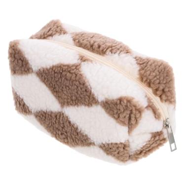 Imagem de DOITOOL Estojo xadrez bolsa de bolsa cosmética bolsas de maquiagem nécessaire de viagem bolsa xadrez bolsa com zíper treliça saco de armazenamento maleta maquiagem estojo de lápis aluna