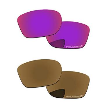 Imagem de PapaViva Lentes de substituição para óculos de sol Oakley Crossrange OO9361 armação bronze dourado e sol da meia-noite