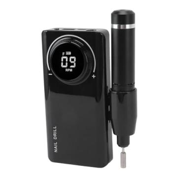Imagem de Máquina Elétrica para Lixar Unhas, 35000 RPM, Velocidade, 6 Anéis de Lixa, 6 Cabeças, Máquina de Polimento de Unhas, Recarregável por USB, Display LED, Vários Formatos (Preto)
