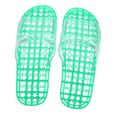Imagem de 1 par chinelos chinelos de chuveiro de pvc chinelos verdes massageadores chinelos de banheiro massageadores convidados praia banho pingando chinelos amantes chuveiro pés verão/3874 (Color : Green, S