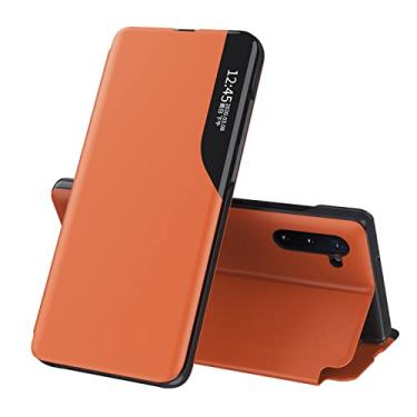 Imagem de LEMAXELERS Capa para Galaxy Note 10 Plus, capa protetora à prova de choque para Samsung Note 10 Plus, moderna, fina, para Smart View, para Samsung Galaxy Note 10 Plus, laranja QH
