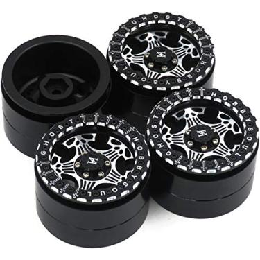 Imagem de hobbysoul 4pcs RC Aluminium Ghosts 2.2 beadlock Wheels Wide 40mm 2.2 Rims Black Silver Color for RC 1/10 Mud Crawler Truck Redcat Gen8 Everest gen 7 Pro / SCX10 Capra Wraith / TRX4 AMG 6x6