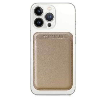 Imagem de Tahamus Carteira de couro magnética forte com suporte de cartão MagSafe para Apple iPhone 14 Pro Max/14 Plus/14 Pro/14/13 Pro Max/13 Pro/13/13 Mini/12 Max/12/12 Pro/12 Mini, (Dourada)