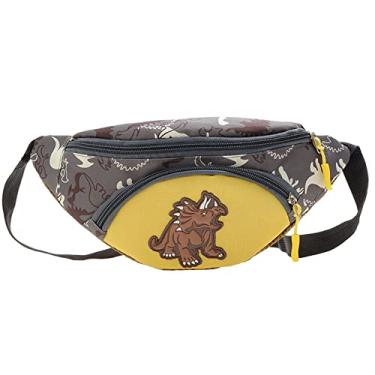 Imagem de Pochete infantil moderna com desenho animado de dinossauro para viagem, caminhada, acampamento, esportes, Amarelo, 12.59"(W) x 5.11"(H) x 3.14"(D), Bolsas de cintura para viagem