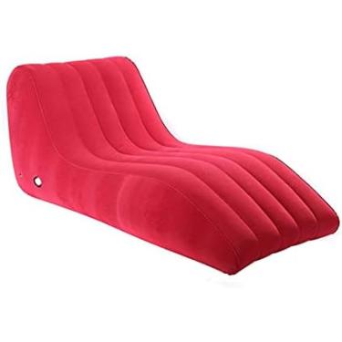 Imagem de Espreguiçadeira inflável, cadeira de acampamento anti-vazamento de sofá inflável para exterior, piscina, festas na praia, piqueniques de viagem e acampamento, vermelho