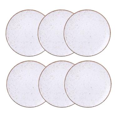Imagem de Jogo de Pratos Rasos Grande Rústico 6 Peças 28cm Porcelana Decorada Tramontina