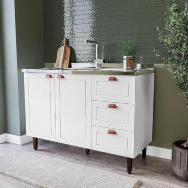 Imagem de Balcão 2 Portas 3 Gavetas 120 Cm Pérola Yescasa Branco