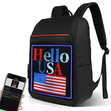 Imagem de Mochila de LED com visor LED programável de rolagem colorida 162,6 x 162,6 cm com placa de publicidade de alta resolução (M Tamanho: 31,9 polegadas, Peso: 1,2 kg), Padrão)