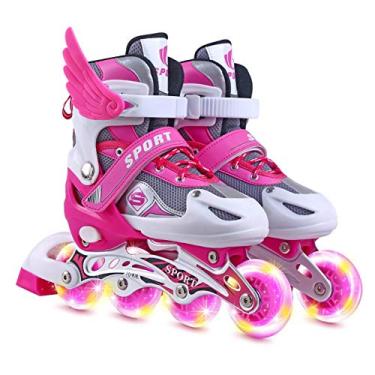 Imagem de sillervan Patins em linha tamanho seguro para meninos e meninas, ajustáveis, para fitness, patins divertidos, patins para iniciantes, para meninas, crianças, adolescentes, todos