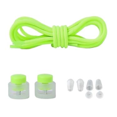 Imagem de Elastic Laces Sneakers Round Rubber Bands No Tie Shoelaces Unisex Basketball Shoe Laces Children Free Tie Shoestrings(Fluorescent green)