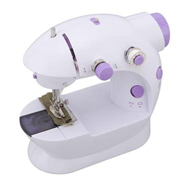 Imagem de Máquina de Costura Portátil, Mini Máquina de Costura Elétrica Portátil Com Luz Led para Bolsas Diy, Cortinas, Lençóis, Toalhas de Mesa (Plugue americano CA 100-240V)