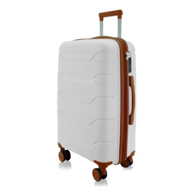 Imagem de Mala de Viagem Média 23kg Expansível, Polipropileno Resistente, Cadeado Segredo, Rodas Duplas 360° Silenciosas (P1M Branca A)