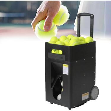 Imagem de Máquina portátil de bolas de tênis, lançador automático de bolas de tênis, máquina de bolas de tênis de 50 bolas, pré-programada e exercícios, modo de treinamento completo, para iniciantes e