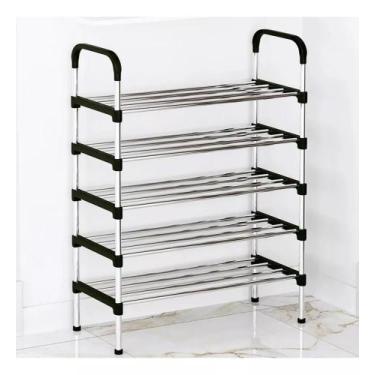 Imagem de Rack Sapateira Vertical Luxo Aço Inox 5 Prateleiras 15 Pares - MC