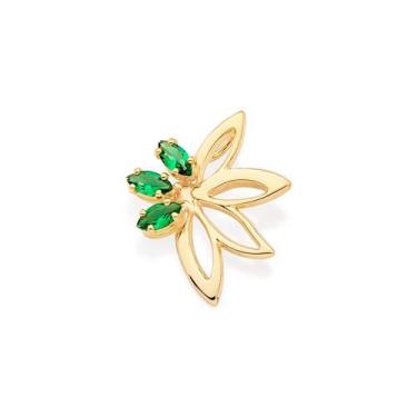 Imagem de Pingente  banhado ouro 3x 24k 18k e 22k feminino folhas zircônias nave