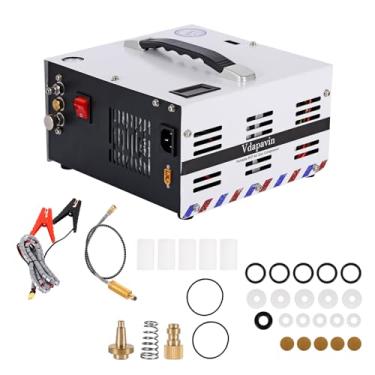 Imagem de Compressor de ar pcp, compressor de ar portátil de 4500 psi, sem óleo/água, parada automática, alimentado por 12v dc ou 220v ac doméstico, conector rápido de 8mm para paintball/rifle de ar pcp/tanque