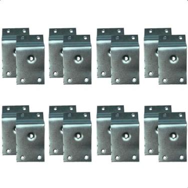 Imagem de Kit 16 Chapinha Chapa Base pés Palito Inclinada Metal Zincado Rosca 5/