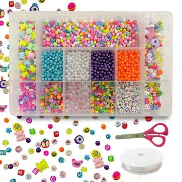 Imagem de Kit de Miçangas Infantil Completo Maleta com Entremeio Letras Colorida