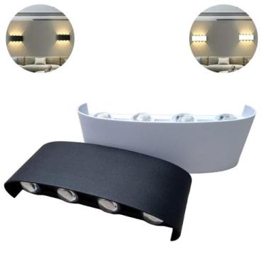 Imagem de 2 Luminárias Balizador Arandela Sobrepor LED 8W Luz Branco Quente Com 