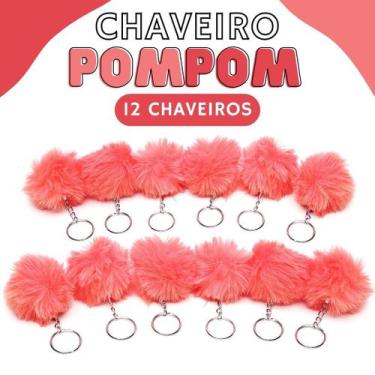 Imagem de Chaveiro Pompom Pelúcia Coral - 50Mm Kit C/12 Unidades - Nybc