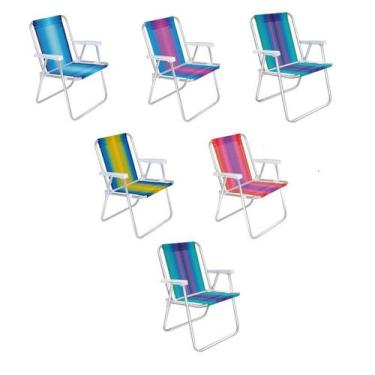 Imagem de Cadeira de Praia Alta em Aluminio Cores Variadas Mor, Sortidas