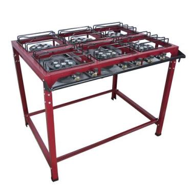 Imagem de Fogão Industrial Grande 6 Bocas Alta Pressão Roa - ROA - Linha Vinho
